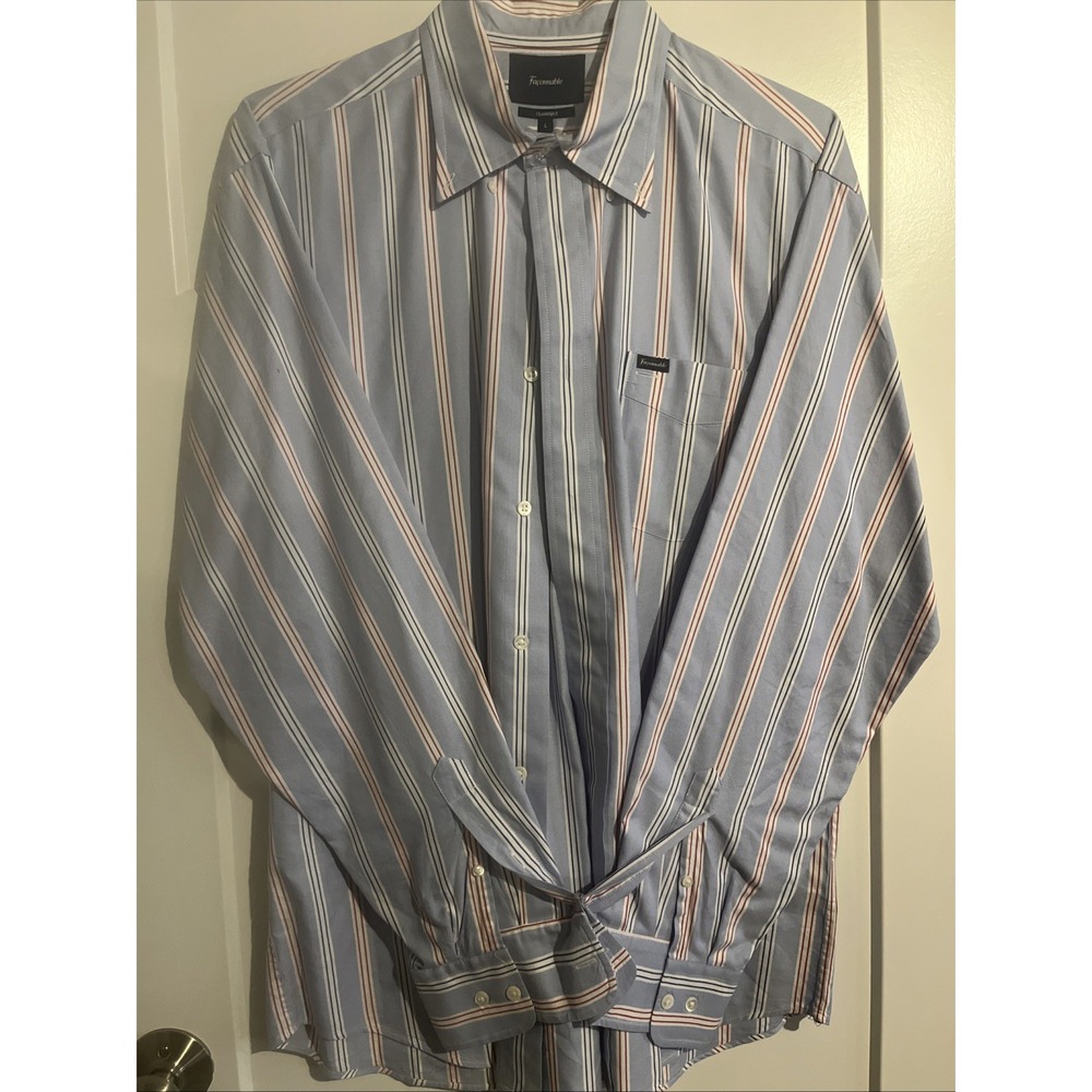 Faconnable Button Down Dress Shirt Men's Size Large Blue Red White Classique